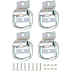 QWORK® Lot de 4 anneaux d'arrimage robustes en D - acier galvanisé - pour remorques, camions, bateaux, fixation de kayak