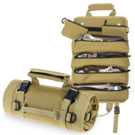 QWORK® Trousse Sacoche Enroulable avec Pochettes Amovibles, Résistant à l'usure et Imperméable - Sac à Outils pour Bricoleur