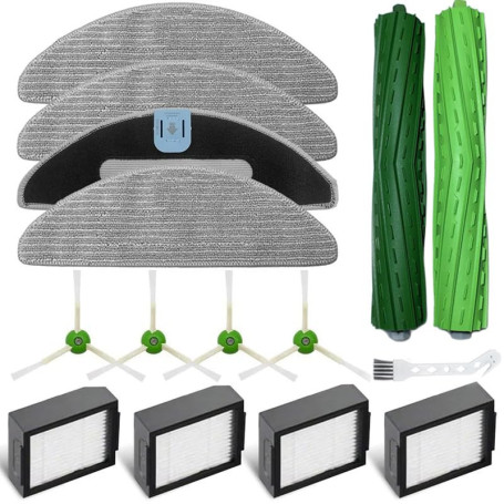 Lot de 15 pièces de Rechange pour iRobot Roomba Combo I5, I5+, J5, J5+, I8, I8+ aspirateur, 2 brosses principales, 4 brosses lat