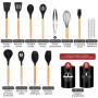 24 Pièces Kit Ustensiles de Cuisine, Set de couverts de cuisine, poignée en bois, résistant à la chaleur, Ensemble de Cuisine sa