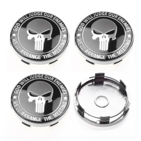 JINJUMEI 4 Pièces Cache-Moyeux Le Crâne, Capuchon de Centre de Roue Enjoliveurs de Roué Voiture 60mm Voiture Cache Moyeux Cache 