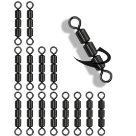 Sonlpe 15PCS High Speed 3 Roller Rotator, Connecteur de Roulement de 14 mm de Long, Connecteur de Pêche Pivotant, Connecteur de 