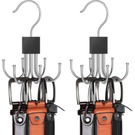 Porte Ceinture pour Placard, Lot De 2 Rotatifs à 360 °Porte Cravate, Gain De Place, Rangement Ceinture, Porte Cravate, Capacité 