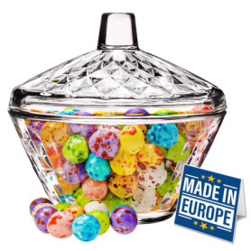 CRYSTALIA Bonbonnière en Verre Avec Couvercle, 330cc 100% SANS PLOMB Cristal Sucrier en Verre, Bonbonniere en Verre, Bocal a Bon