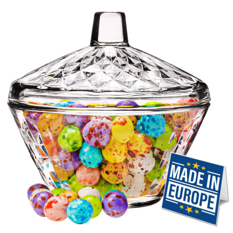 CRYSTALIA Bonbonnière en Verre Avec Couvercle, 330cc 100% SANS PLOMB Cristal Sucrier en Verre, Bonbonniere en Verre, Bocal a Bon