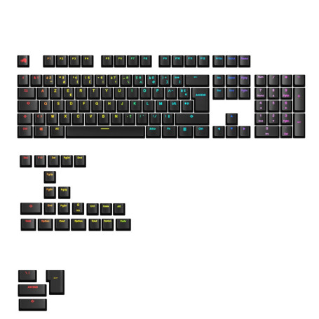 Glorious Gaming - Touches GPBT rétroéclairées : légendes translucides, Noir, pour claviers mécaniques formats 100%, 75%, 65%, 60