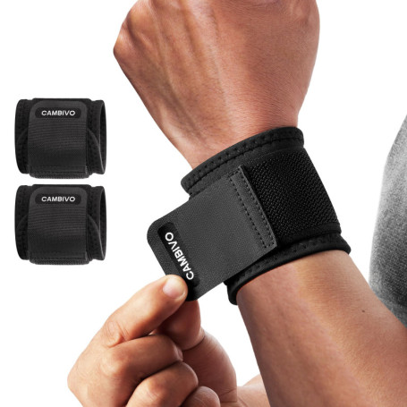CAMBIVO Bande Poignet Musculation 2 Pièces, Protege Poignet Réglables, Sangle Poignet Musculation Respirante, Wrist Wraps pour S