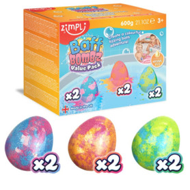 Zimpli Kids 6 x grandes bombes de bain aux œufs, créez une aventure colorée à l'heure du bain, cadeaux alternatifs aux œufs de P