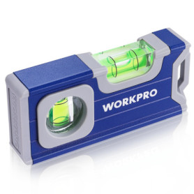 WORKPRO Niveau à Bulle Magnétique de Poche 115 mm - Semelle Aluminium - 2 en 1 Mesure Horizontale et Verticale - Rainure en V po