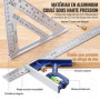 WORKPRO Equerre Menuisier 300 mm et Equerre Charpentier Triangulaire 180mm, Equerre Combinée avec Niveau à Bulle en Acier Inoxyd