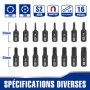 WORKPRO Jeu de 16 Embouts Torx en Acier S2 Magnétiques 25mm avec Boîte de Rangement