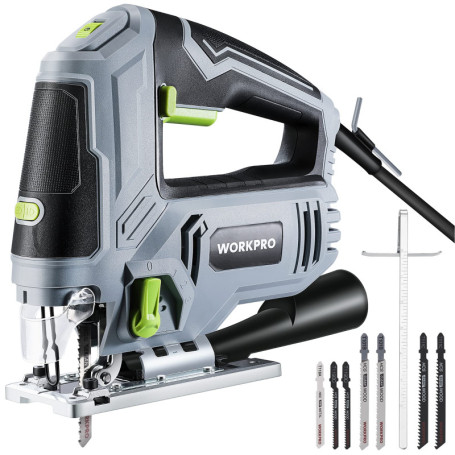 WORKPRO Scie Sauteuse Electrique Filaire 850W avec 6 Vitesses Variables, Changement de Lame sans Outil, Coupe en Biseau à±45°, L