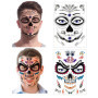 Halloween Tatouages Temporaires pour visage (8 Feuilles), Howaf Crâne mort Floral Squelette Noir Tatouages éphémères Pour homme 