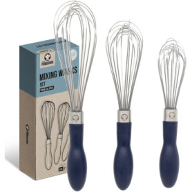 Chef Pomodoro Fouet de Cuisine en Acier Inoxydable (Lot de 3) Ustensiles pour Remuer Mélanger la Pâte Monter des Blancs en neige