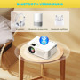 PURSHE Mini Projecteur, Vidéoprojecteur Bi-Canal Bluetooth et Zoom Électrique, Full HD 1080P Retroprojecteur Portable pour Home 