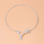 Colliers papillon en cristal Carufin argent fiore choker collana bijoux réglables pour femmes et filles