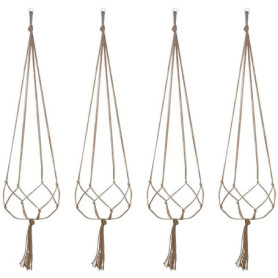 4PCS Suspension Macramé pour Plante, Corde de Coton Plante Cintre, Tissés à la Main Porte Pot de Fleurs pour Maison Bureau Balco