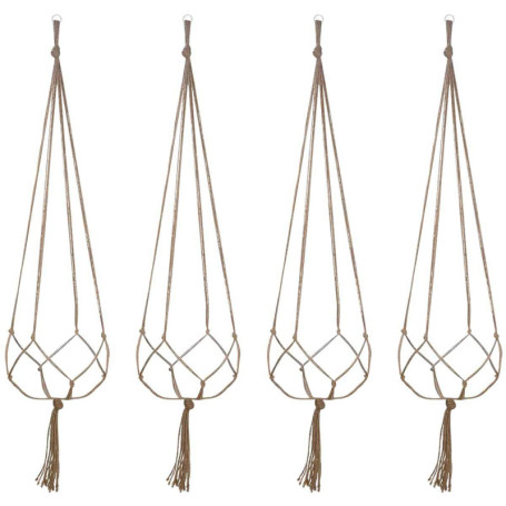 4PCS Suspension Macramé pour Plante, Corde de Coton Plante Cintre, Tissés à la Main Porte Pot de Fleurs pour Maison Bureau Balco