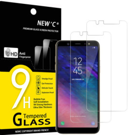 NEW'C Lot de 2, Verre Trempé pour Samsung Galaxy A6 Plus 2018 (6), Film Protection écran sans Bulles d'air Ultra Résistant (0,33