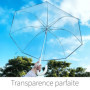 O³ Parapluie Transparent Cloche-Parapluie Resistant au Vent-Grand Paraluie Idéal pour de Jolies Photos de Mariage-Léger et Facil