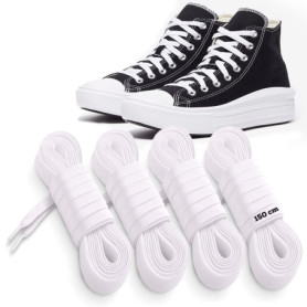 MARKETIFAR Lacets Blancs pour Baskets-4 Paires Lacet Blanc-Lacet Chaussure-Parfait pour Converse Haute-Lacets blancs plats-150 c