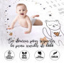 Couverture étape bebe en Français + carte étape en bois personnalisé - tapis mois pour photos - coffret cadeau naissance inclus 