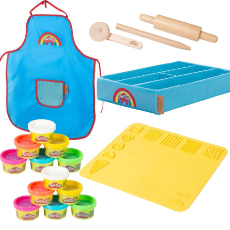 roba x Play-Doh Set de Jeu Extra-Large - Kit de Pâte à Modeler avec Boîte en Toile, Tapis Créatif 3D, 12 Pâtes, Outils en Bois e