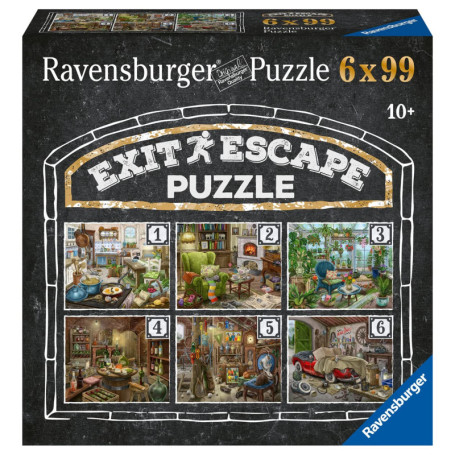 Ravensburger - 6 Escape Puzzles de 99 pièces - pour Adulte et Enfant dès 12 Ans - Le manoir hanté - Histoire complète - 80575