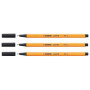 STABILO Lot de 3 Stylos feutre POINT 88 pointe fine 0,4 mm noir