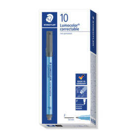 Staedtler Lumocolor Correctable, Feutres noirs non-permanents effaçables à sec, Pointe fine, Encre à base d'eau quasi inodore, B