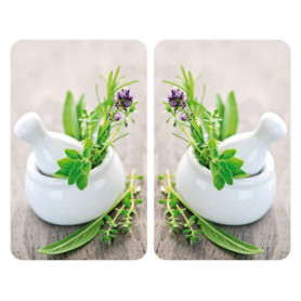WENKO Plaque de Protection Cuisson en Verre trempé Herbes Lot de 2, Protection Tous Types de Plaque