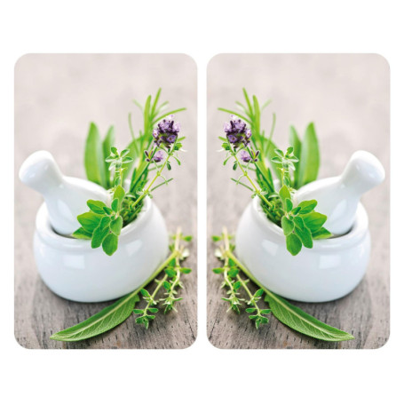 WENKO Plaque de Protection Cuisson en Verre trempé Herbes Lot de 2, Protection Tous Types de Plaque
