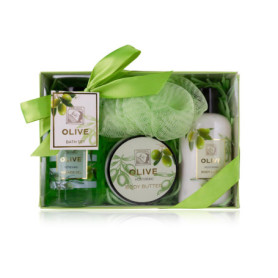 Accentra-Set cadeau de douche pour femmes OLIVE dans une belle boîte cadeau-Set de 4 pièces gel douche,lotion,beurre corporel et