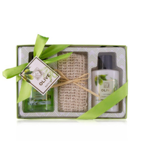 Accentra-Set cadeau de douche pour femmes OLIVE dans une belle boîte cadeau-Set de soins 3 pièces avec gel douche,lotion et serv