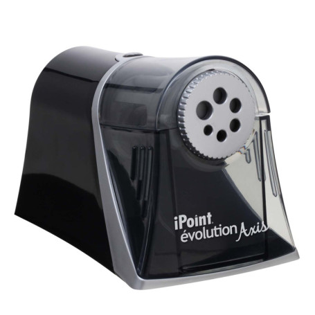 Westcott E-15509 00 iPoint Axis Taille-crayon électrique Arrêt automatique 6 trous de diamètres différents Gris/Noir