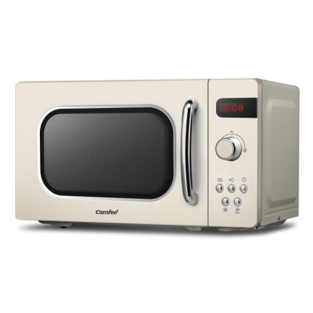 COMFEE' Micro-ondes Rétro avec 8 MENUS PRÉRÉGLÉS , 5 Niveaux de Puissance de Cuisson, 20 L, 800 W, Cuisson Express 30S, CMSRO 20