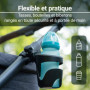 Zamboo Porte Gobelet Poussette Universel, Fixation Antidérapante Caoutchouté, Support Biberon et Bouteille, Accessoire Bebe Land