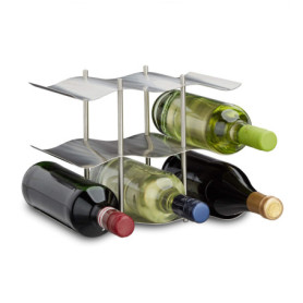 Relaxdays Casier à vin pour 9 bouteilles en inox 3 étages design moderne range-bouteilles HxlxP: 22 x 27 x 16,5 cm, argenté