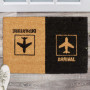 relaxdays Paillasson Fibre de Coco Arrival Departure, Tapis, Motif Avion, intérieur & extérieur, 40x60 cm, Nature/Noir