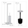 Relaxdays Serviteur WC Non Fixe, avec Porte-Rouleau, Brosse et Son Support, Acier, H x L x P : 72 x 20 x 20 cm, Blanc