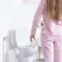 Relaxdays Serviteur WC Non Fixe, avec Porte-Rouleau, Brosse et Son Support, Acier, H x L x P : 72 x 20 x 20 cm, Blanc
