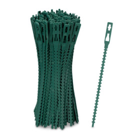 Relaxdays Attaches de Plantes, Lot de 200, 14 cm, Liens de Serrage réglables, réutilisables, Fixation Jardin, Vert