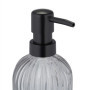Relaxdays Distributeur de Savon, Lot de 3, Porte-Savon Liquide, Rechargeable, 400 ML, Verre et Plastique, Noir