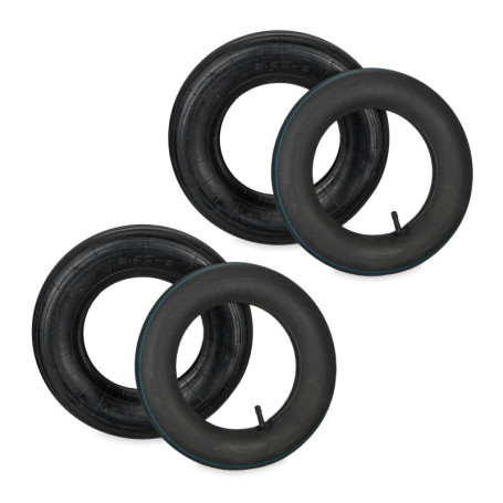Relaxdays Roue brouette avec Chambre à air, Lot de 2 pneus Rechange 3.50-8 Pouces, pneumatiques, Jusqu’à 154 kg, Noire
