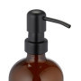 Relaxdays Distributeur de Savon, Lot de 2, Porte-Savon Liquide, Rechargeable, tête de Pompe, Inscription, 500 ML, Marron