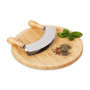 Relaxdays Hachoir Berceuse avec Planche, Bambou & Acier Inoxydable, Double Lame, diamètre de 25 cm, Nature - argenté