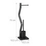 Relaxdays Serviteur WC, Non Fixe, Support pour Papier Toilette, Brosse et Porte-Brosse, 75x18,5x18,5 cm, Noir - Gris