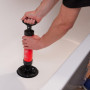 Relaxdays Déboucheur à Pompe, 2 Embouts, pour Douche, évier, Toilette, à Pression, sans Produits Chimiques, Noir/Rouge