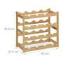 Relaxdays Casier à vin pour 16 Bouteilles, HxLxP : 42,5 x 45 x 23,5 cm, 4 étages, Range-Bouteilles, Bambou, Nature