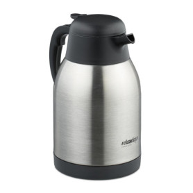 Relaxdays Carafe en Acier Inoxydable, pichet Isotherme pour thé, café, Distributeur, 2 litres, avec poignée, argenté
